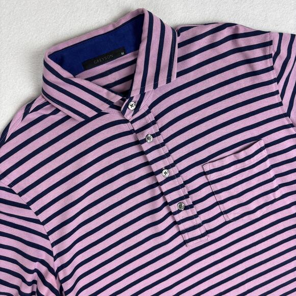 Greyson Striped Golf Performance Polo Sz M Pima Modal Spandex Blend Stretch - Picture 1 of 10